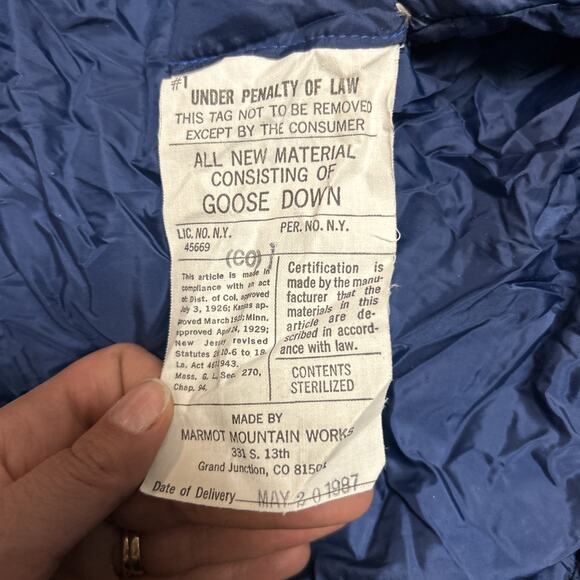 Marmot Down Sleeping Bag 2lbs 6oz Compression Sack Lightweight Double Zipper USA - Picture 7 of 10